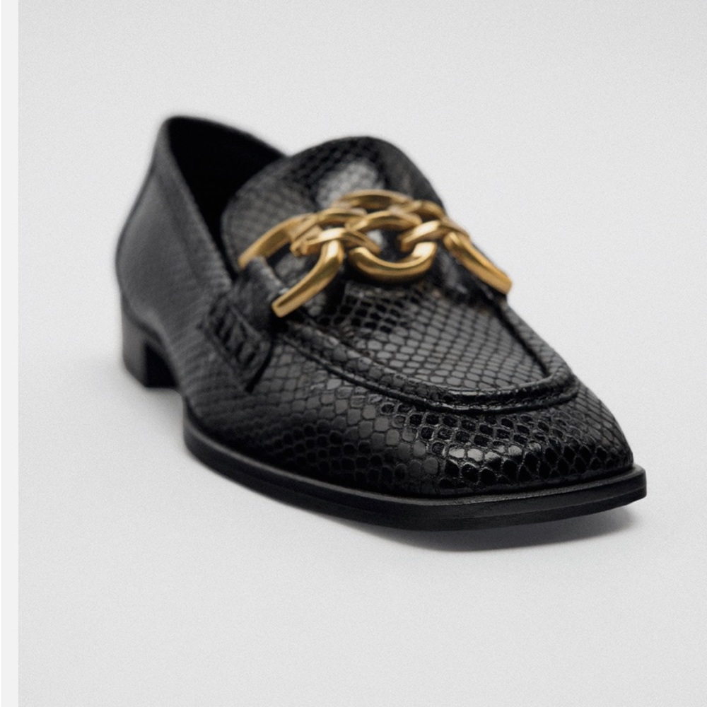 NWT ZARA SNAKESKIN PRINT LOAFERS - Picture 4 of 7